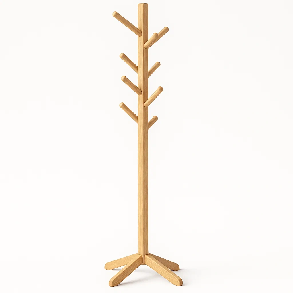 Klädhängare i ek med åtta krokar 180 cm