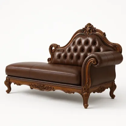 Schäslonger brun läder träsnideri 195 cm