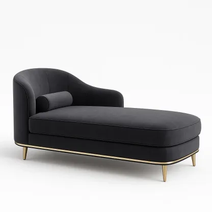 Schäslonger i sammet med metallben, svart