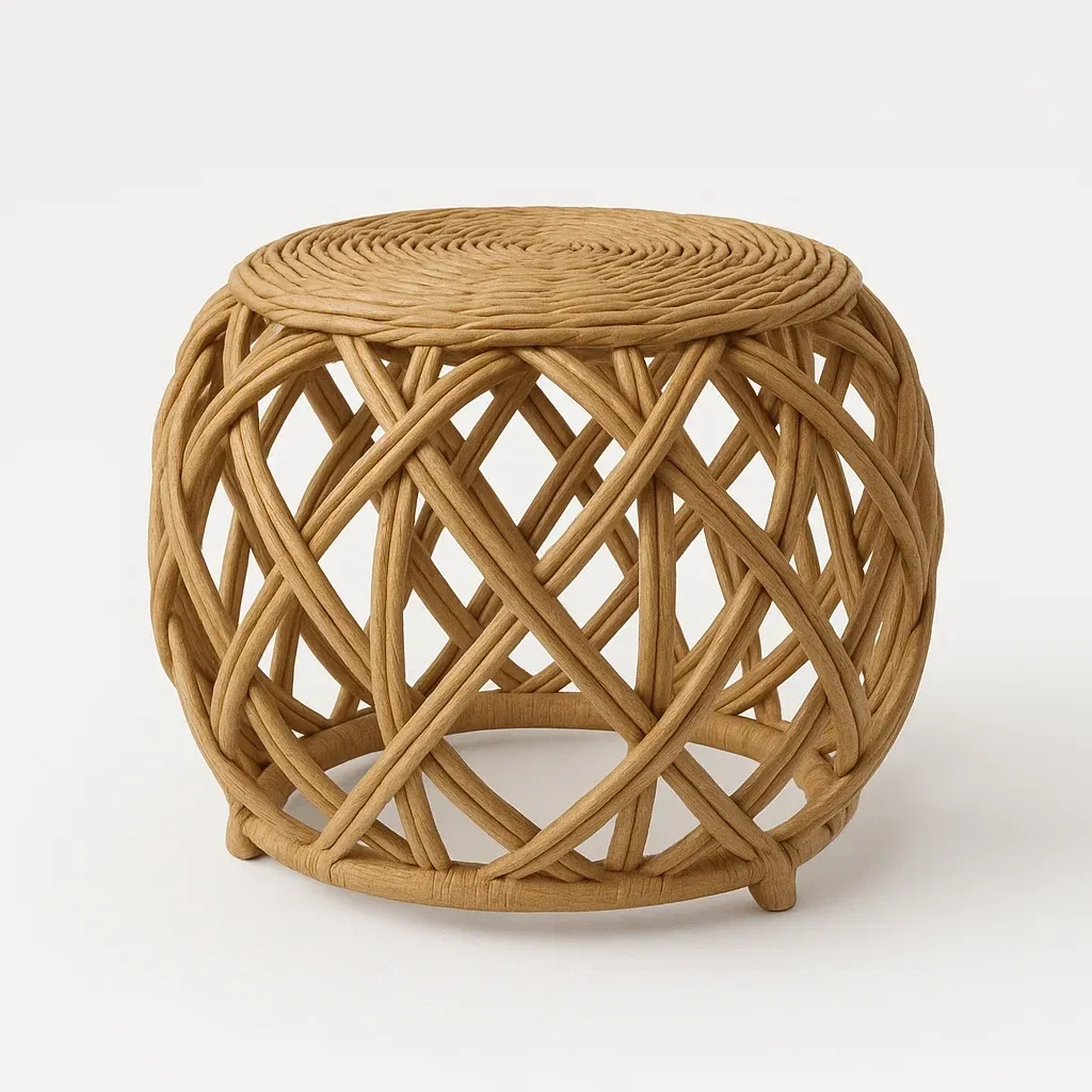 Pallar flätad pall i rotting diameter 45×40 cm