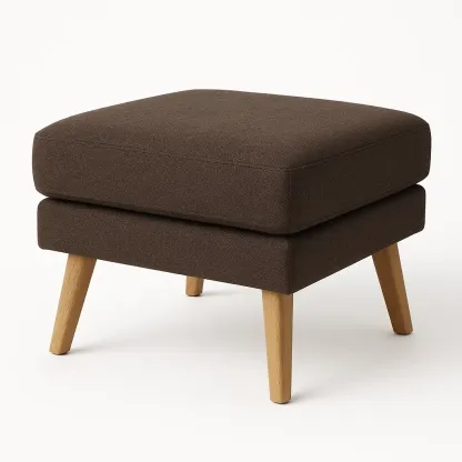 Pallar brun fotpall i polyestertyg med ben av trä 45×45×40 cm