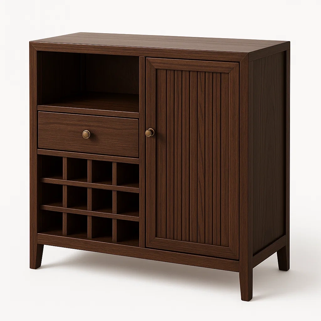 Skänkar skåp för vinlagring i mörkbrunt valnötsträ