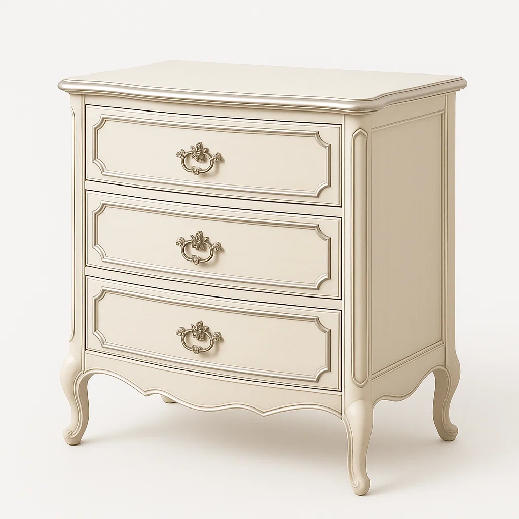 Byråer träbyrå med tre lådor i elfenbensvit