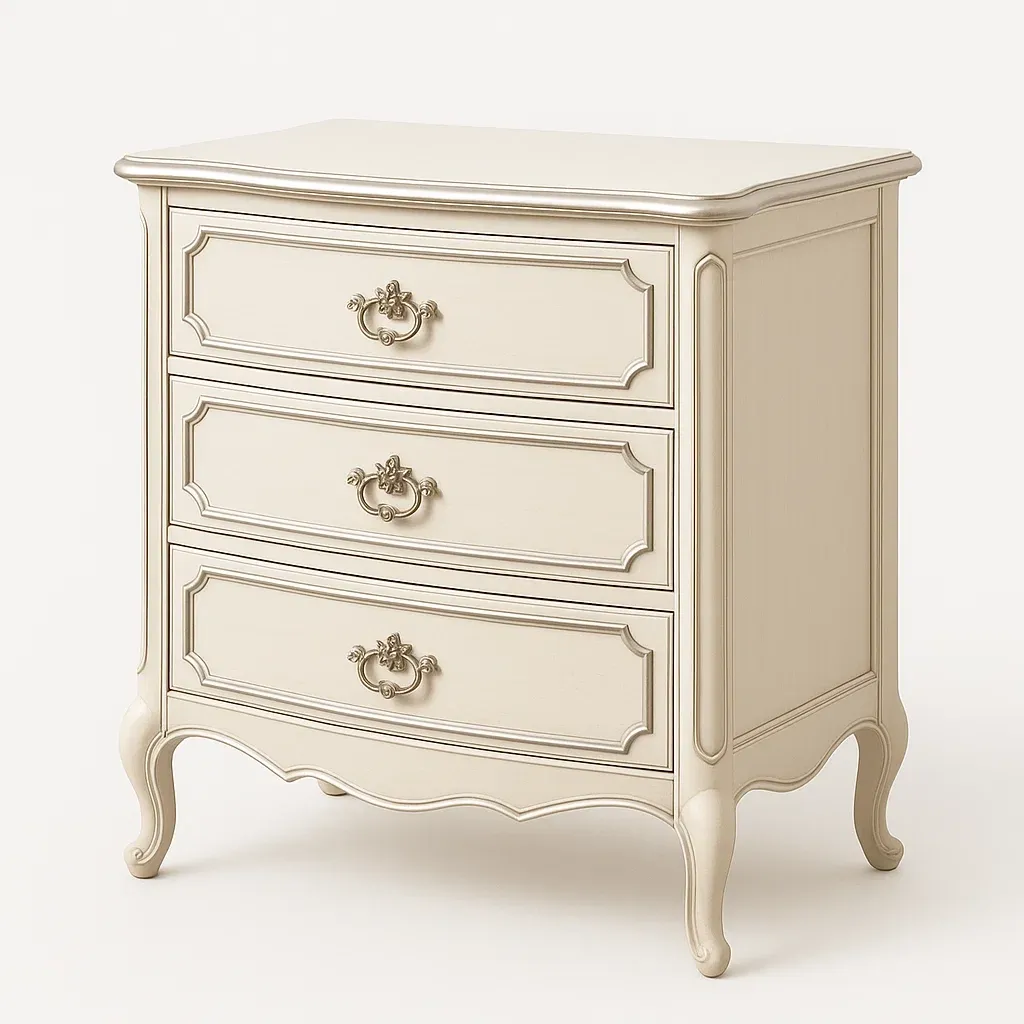 Byråer träbyrå med tre lådor i elfenbensvit