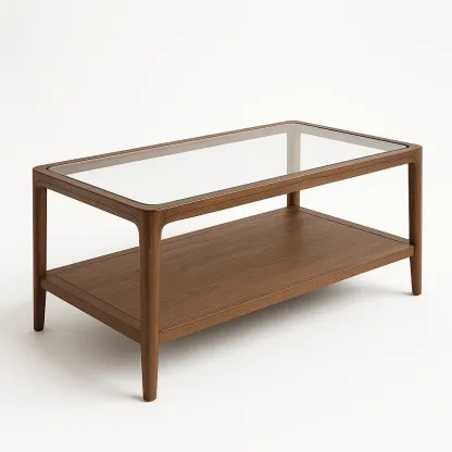 Soffbord i valnötträ och härdat glas 120×60×45 cm