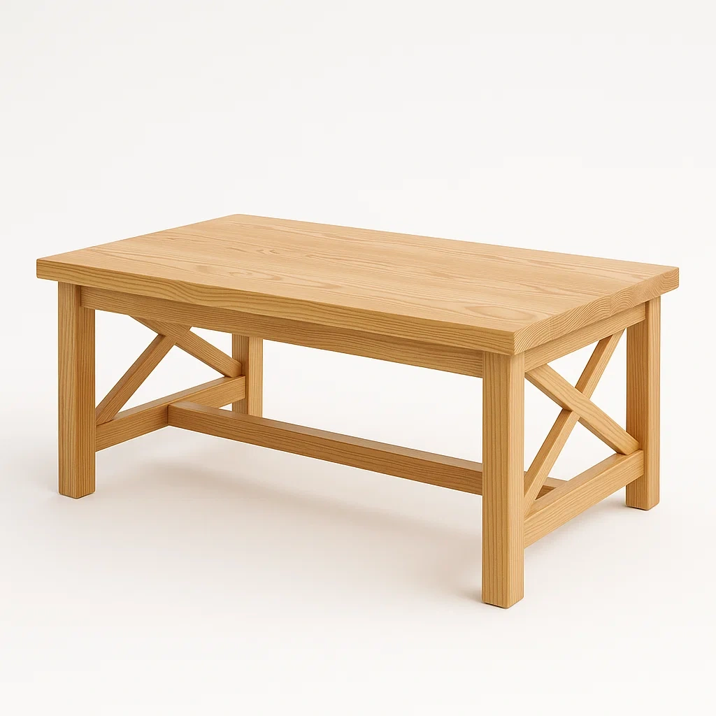 Soffbord rektangulärt i massivt furu ljusbrun 100×60×45 cm