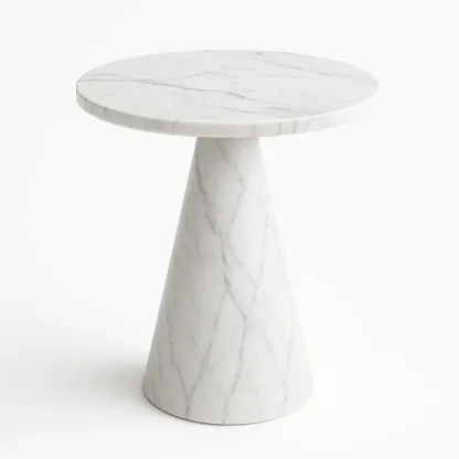 Sidobord runt i vit marmor diameter 50 cm × 60 cm