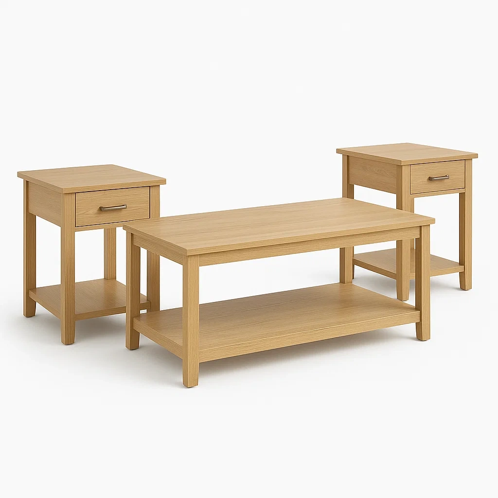 Soffbordsset och sidobord set i ekfanerad MDF