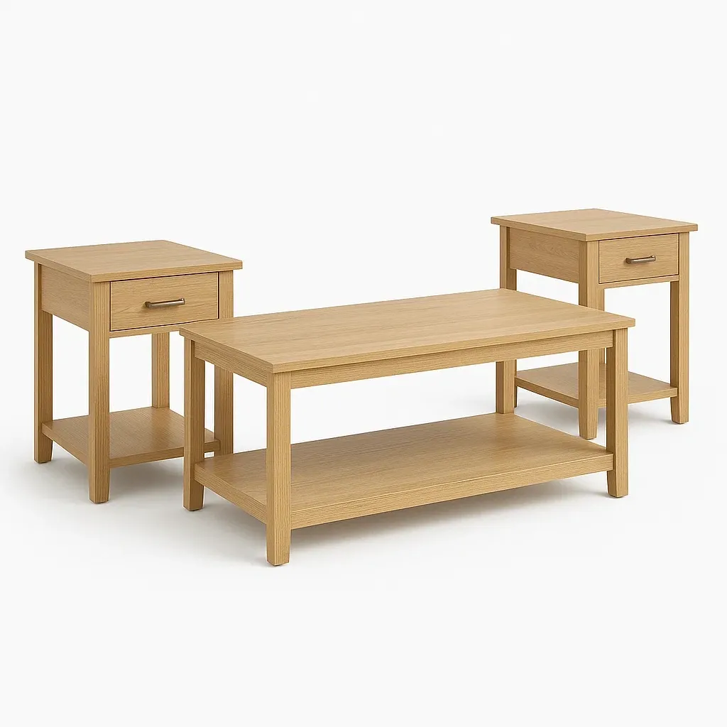 Soffbordsset och sidobord set i ekfanerad MDF