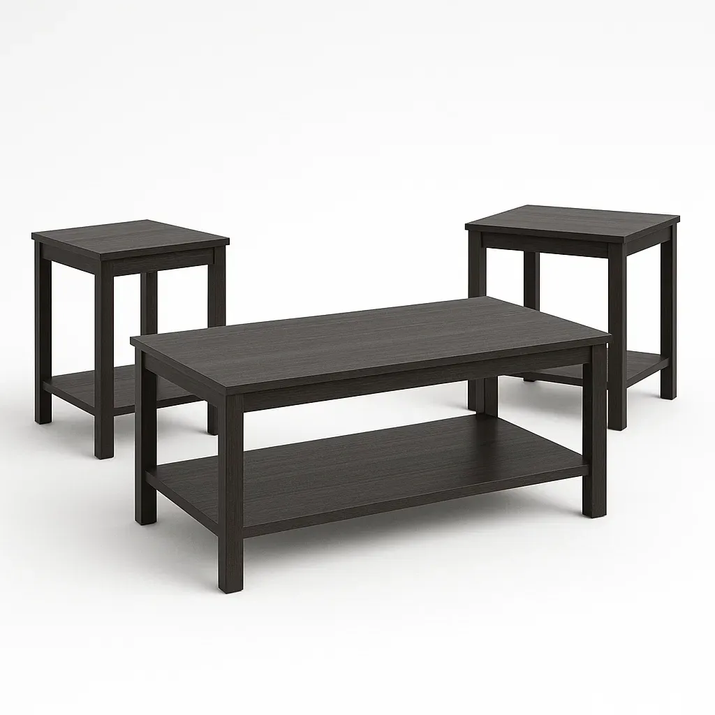 Soffbordsset i trämaterial 3-delar rektangulär brun