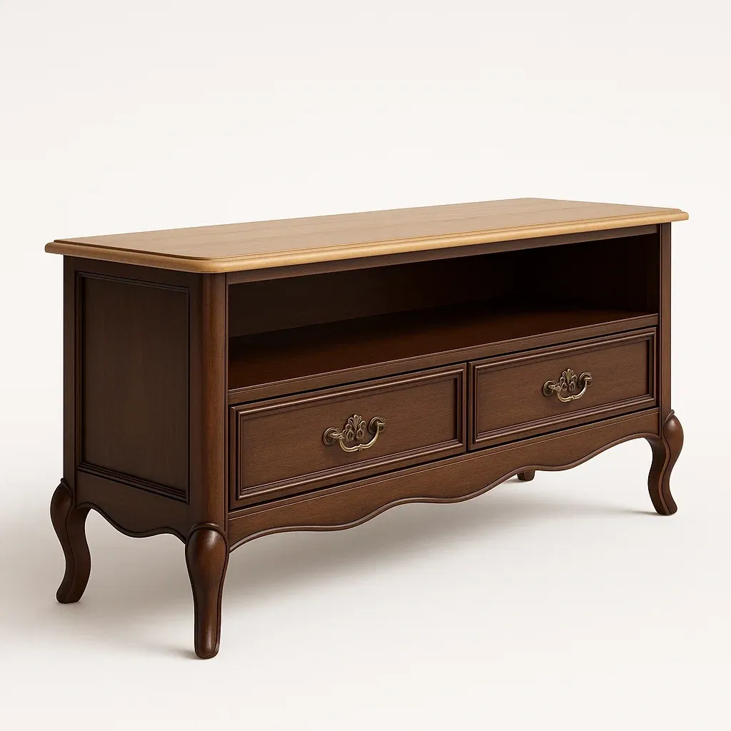 TV-bänk i massivt trä mörkbrun 120×40×50 cm