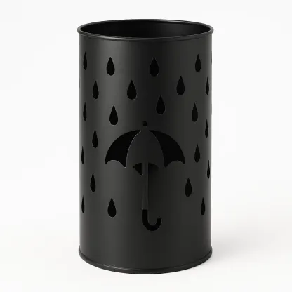 Paraplyställ svart stål med utskurna regndroppar