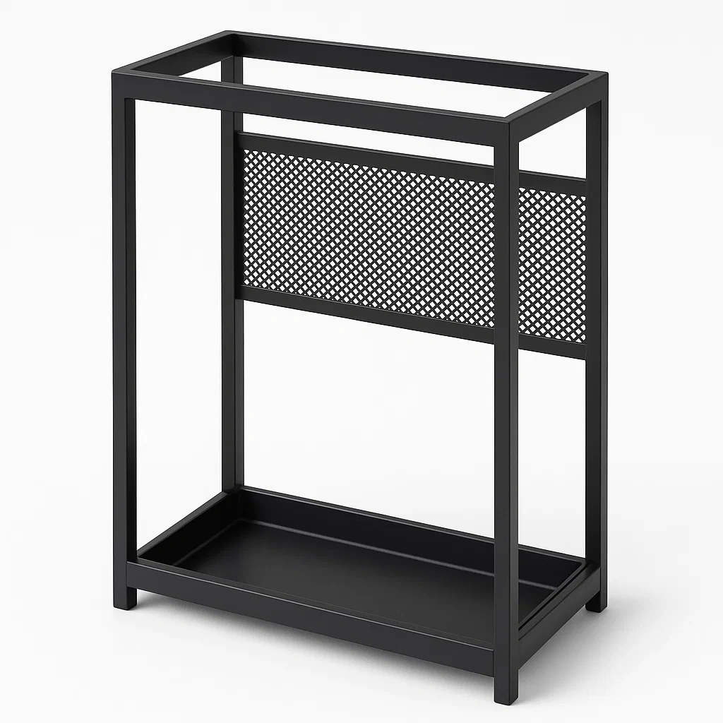 Paraplyställ svart metall rektangulär 40×20×60 cm