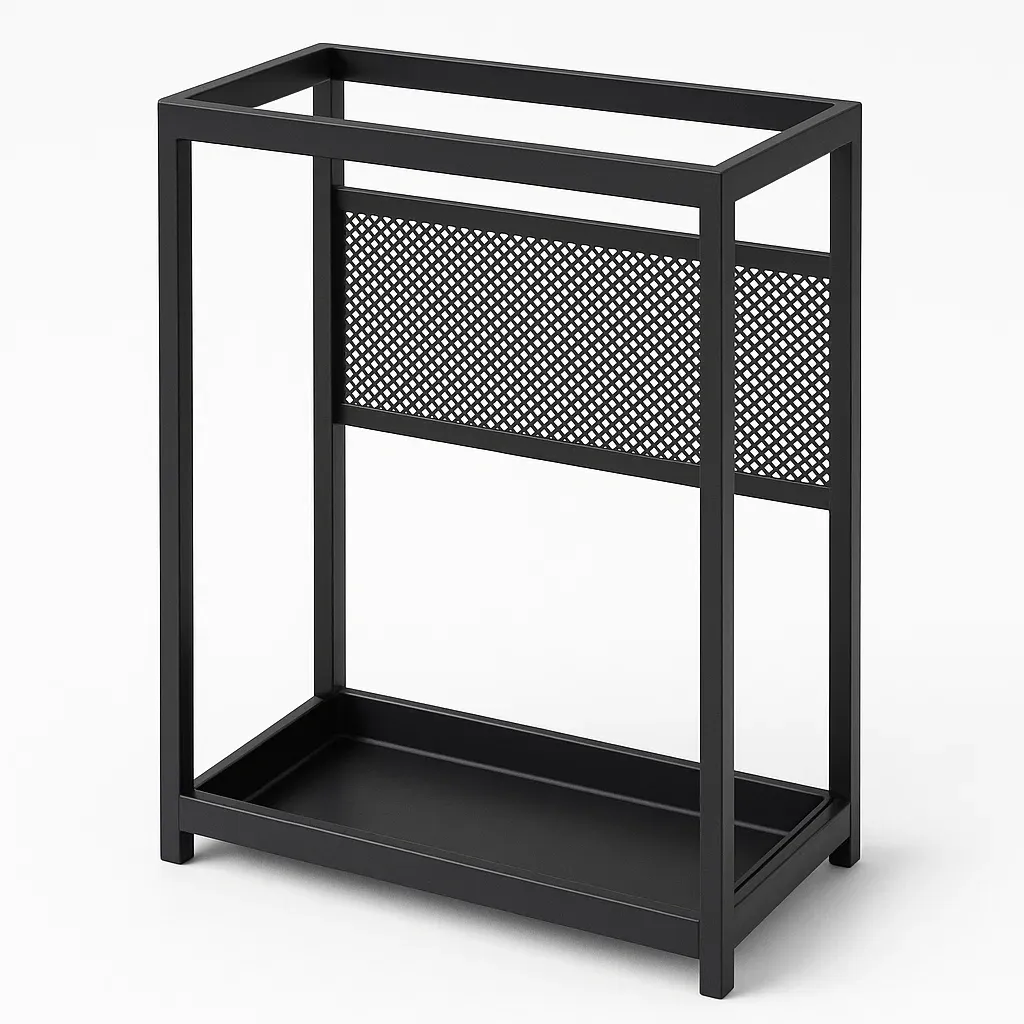 Paraplyställ svart metall rektangulär 40×20×60 cm