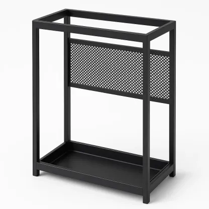 Paraplyställ svart metall rektangulär 40×20×60 cm