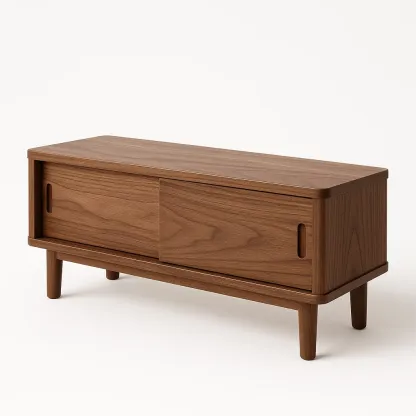 TV-bänk i valnötsfanér med skjutdörrar 100×40×45 cm