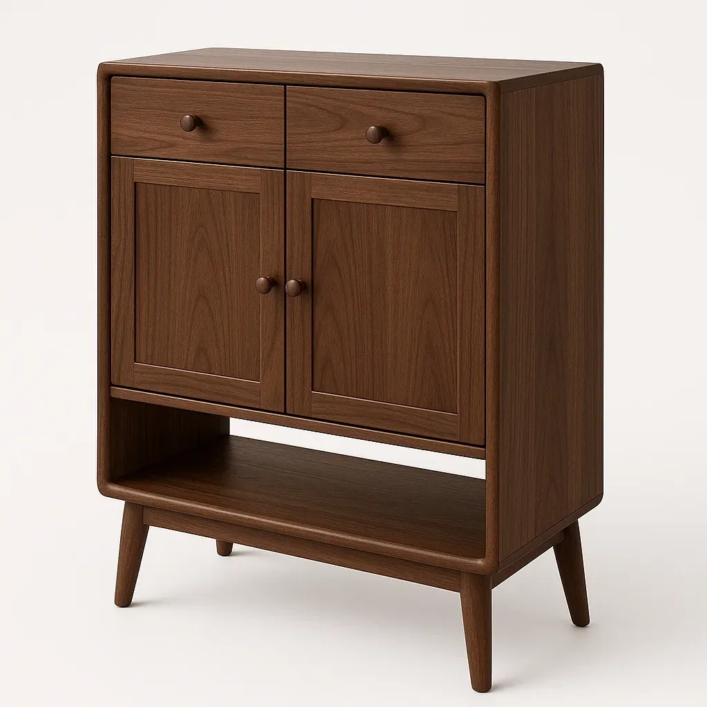 Skänkar valnöt trämöbel skåp med 2 lådor och 2 dörrar