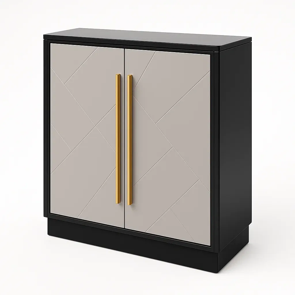 Skoskåp skåp i MDF med guldfärgade handtag 80×35×100 cm