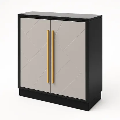 Skoskåp skåp i MDF med guldfärgade handtag 80×35×100 cm