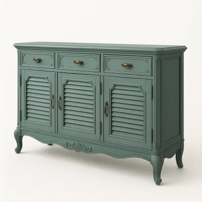 Skänkar grön skänk i massivt trä med louver dörrar 120×40×85 cm