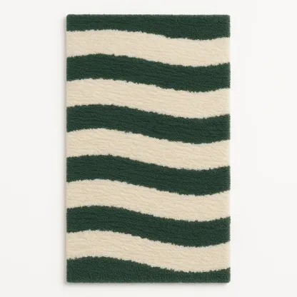 Matta i polyester med vågmönster 180x120 cm grön/beige