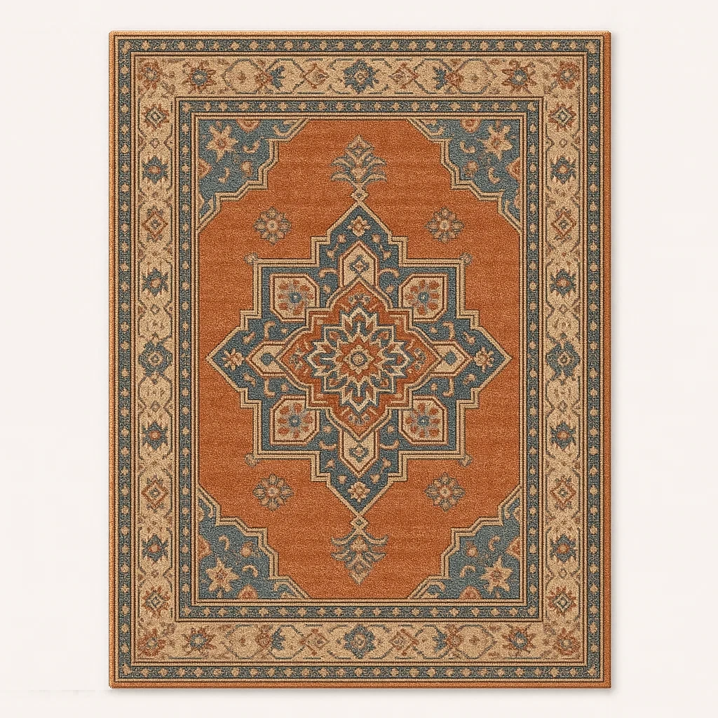 Rektangulär matta orientalisk mönster polypropylen 240x300 cm orange/blå