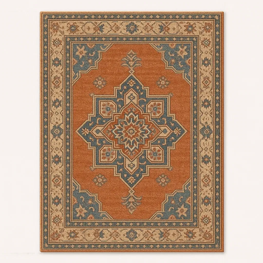 Rektangulär matta orientalisk mönster polypropylen 240x300 cm orange/blå