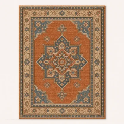 Rektangulär matta orientalisk mönster polypropylen 240x300 cm orange/blå