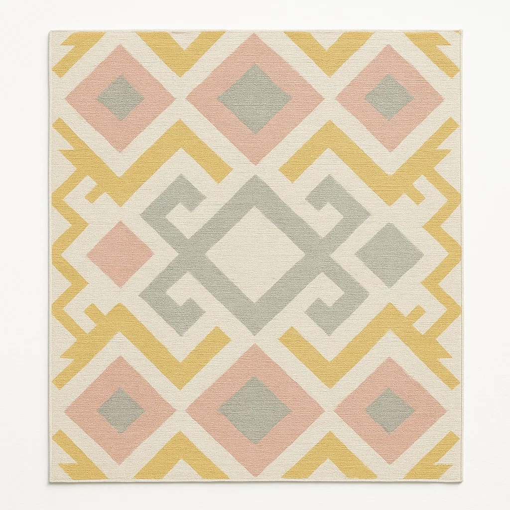 Mönstrad Matta i Polyester Rosa/Grå/Gul 200x300 cm