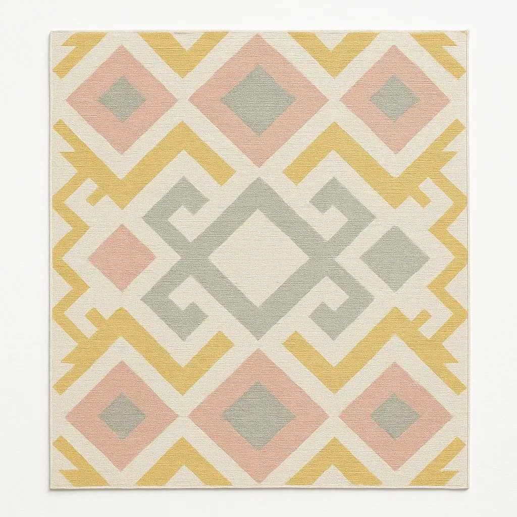 Mönstrad Matta i Polyester Rosa/Grå/Gul 200x300 cm