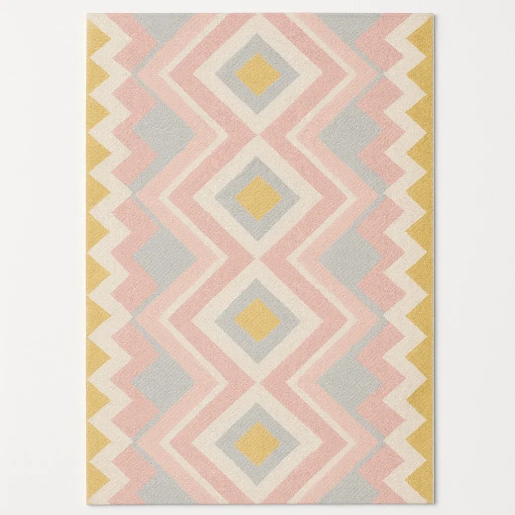 Tigerrand matta rosa gul grå vit 120x180 cm bomull ull