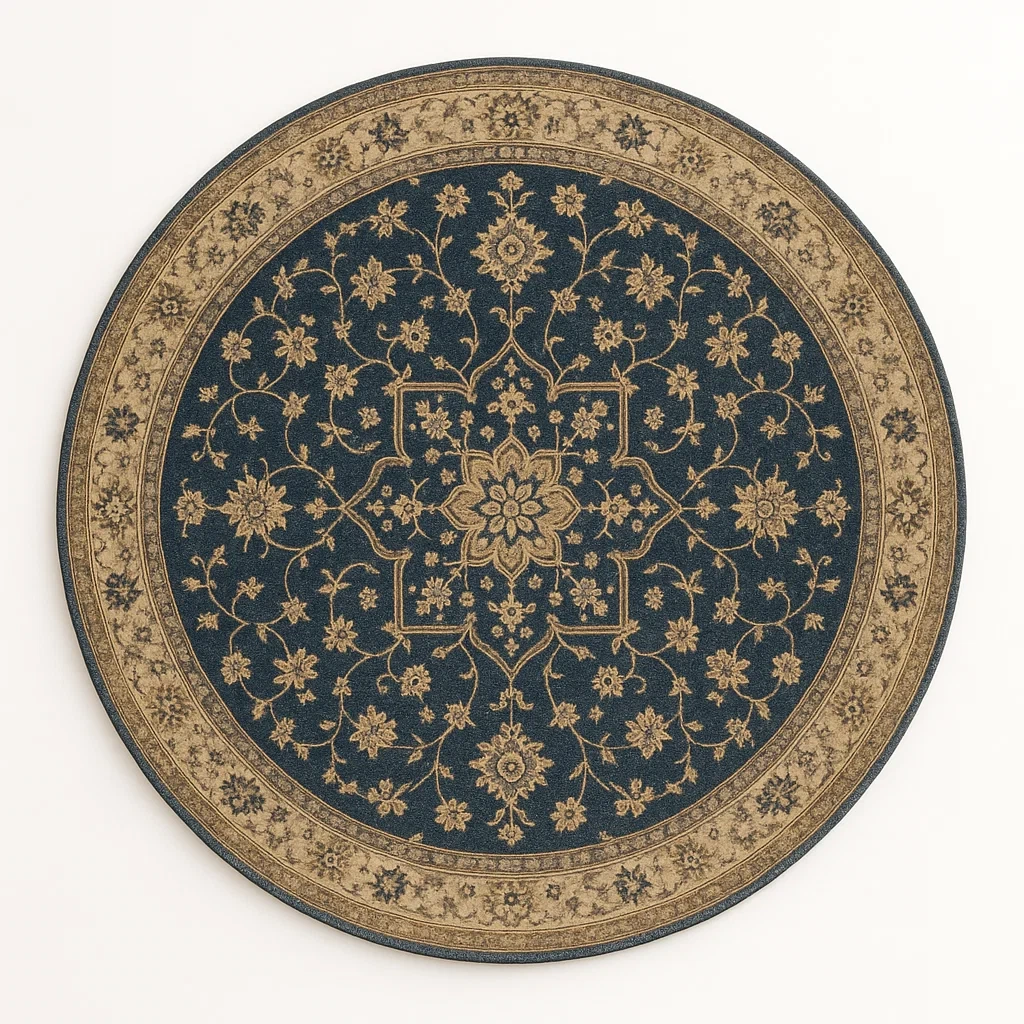 Rund Matta Polypropen Blå Beige Mönster 200 cm