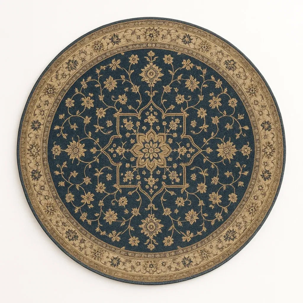 Rund Matta Polypropen Blå Beige Mönster 200 cm