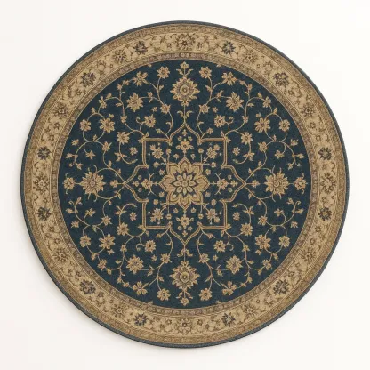 Rund Matta Polypropen Blå Beige Mönster 200 cm