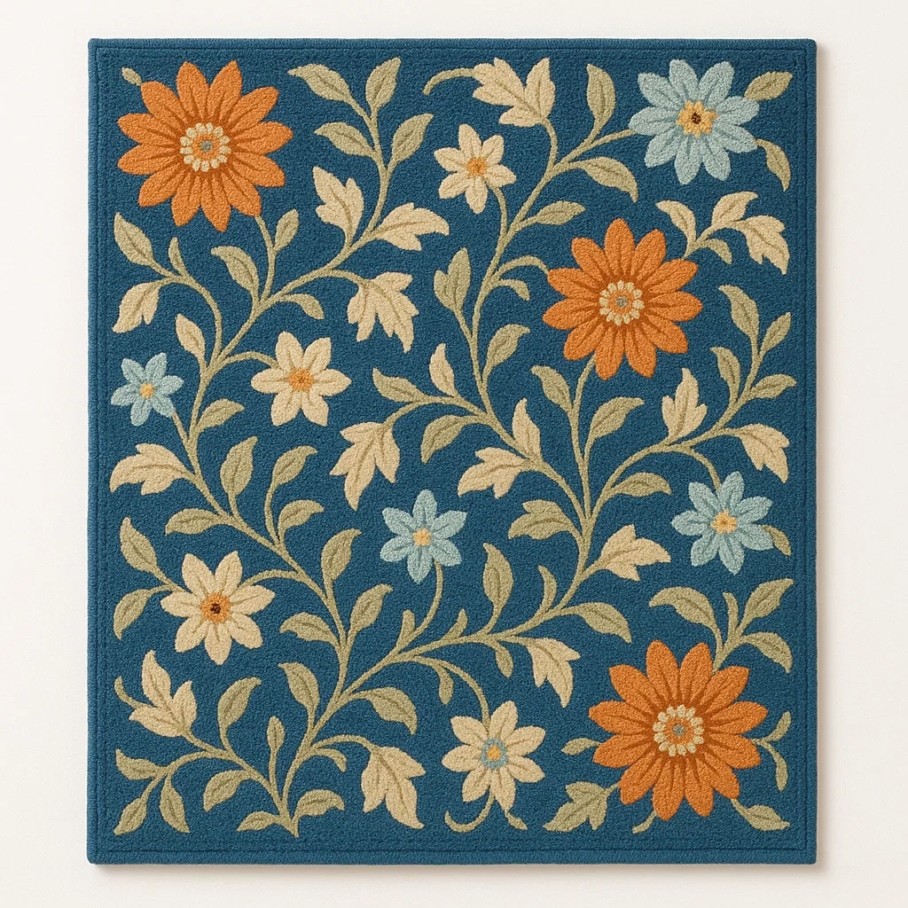 Blommönstrad matta i polypropen 120x180 cm rektangulär