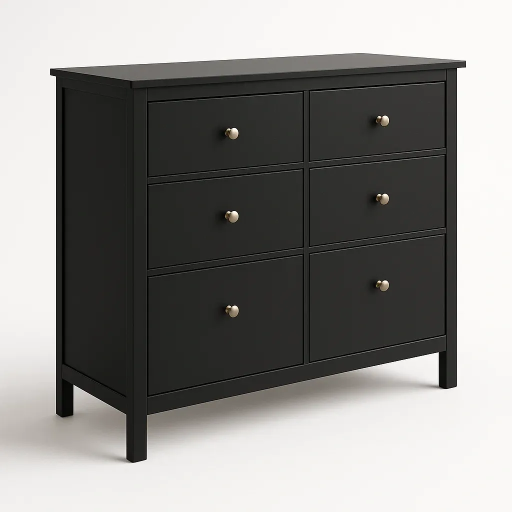 Byråer svart byrå med 6 lådor i trä 80×40×78 cm