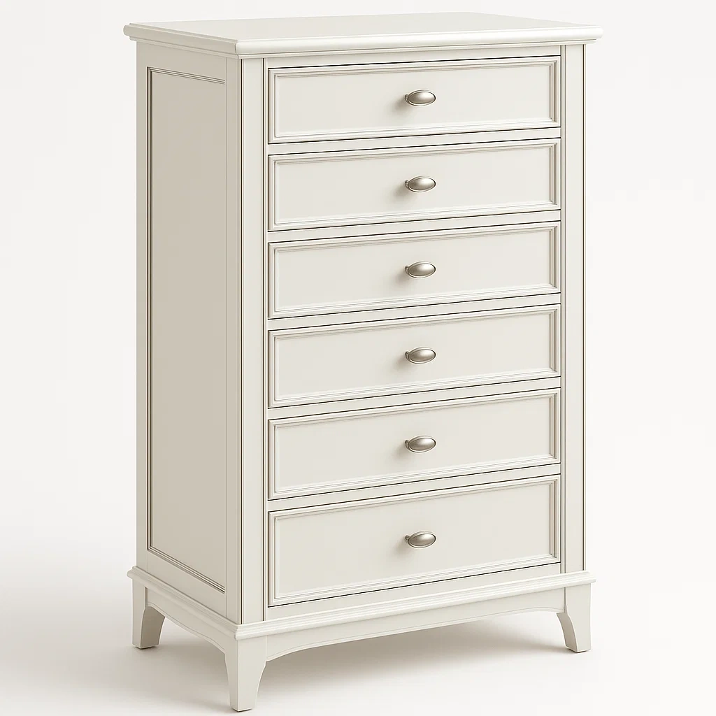 Byråer med 6 lådor vit trämaterial