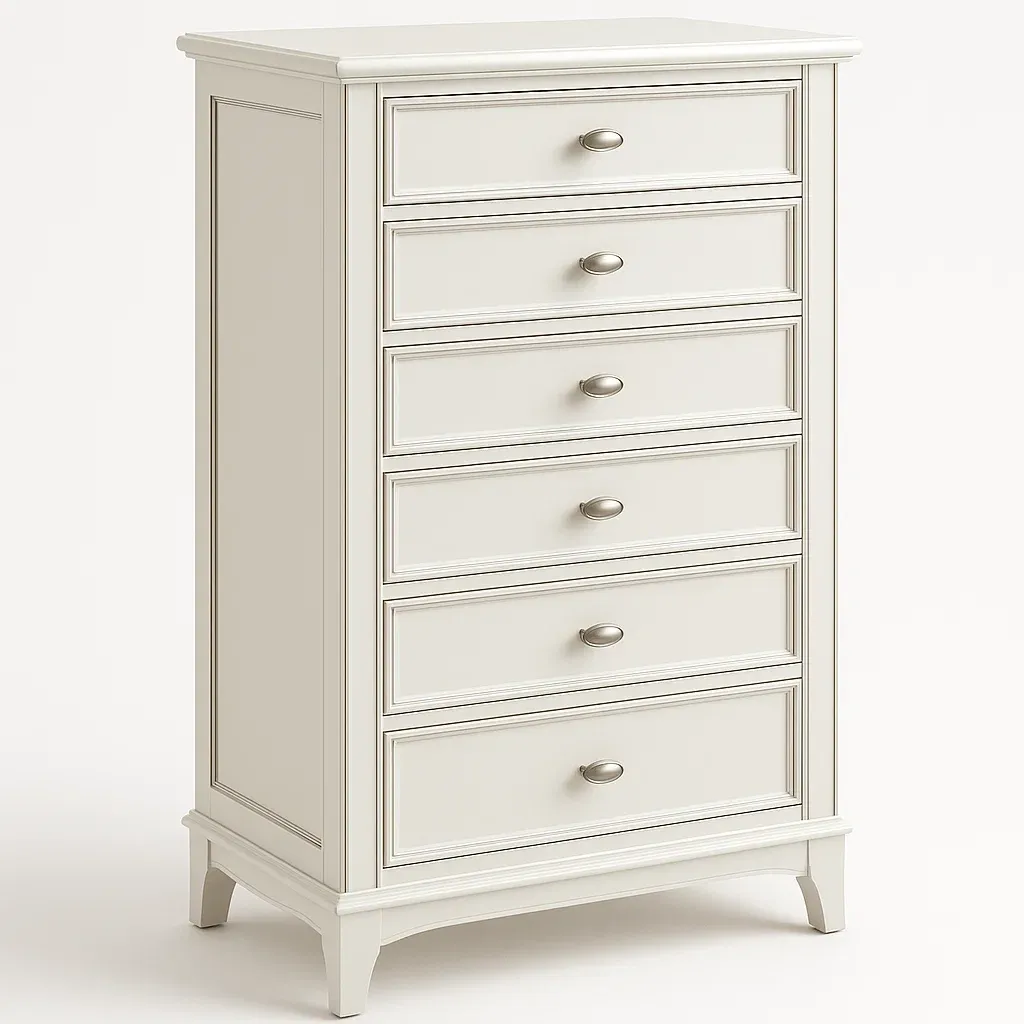 Byråer med 6 lådor vit trämaterial