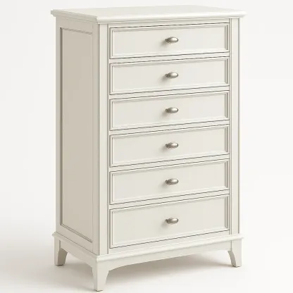 Byråer med 6 lådor vit trämaterial