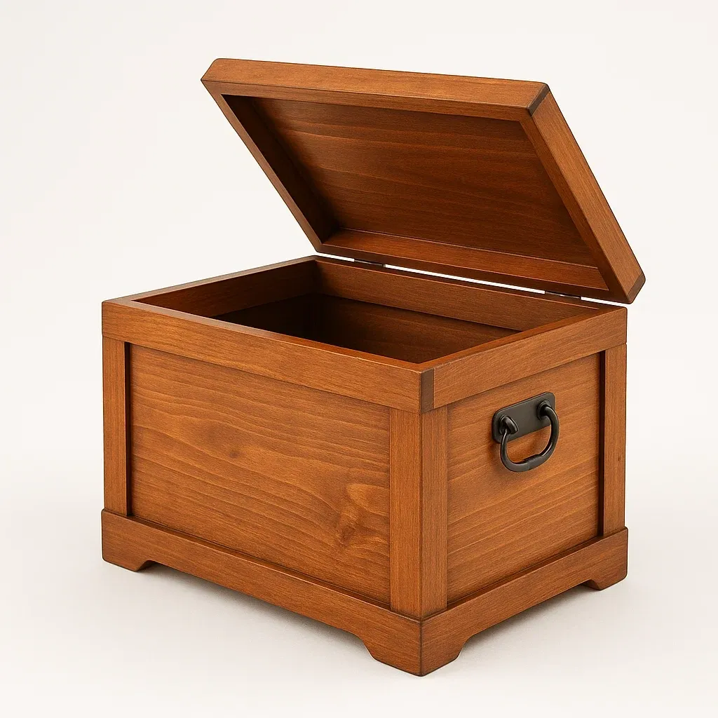 Förvaringskistor i massivt trä med lock rektangulär