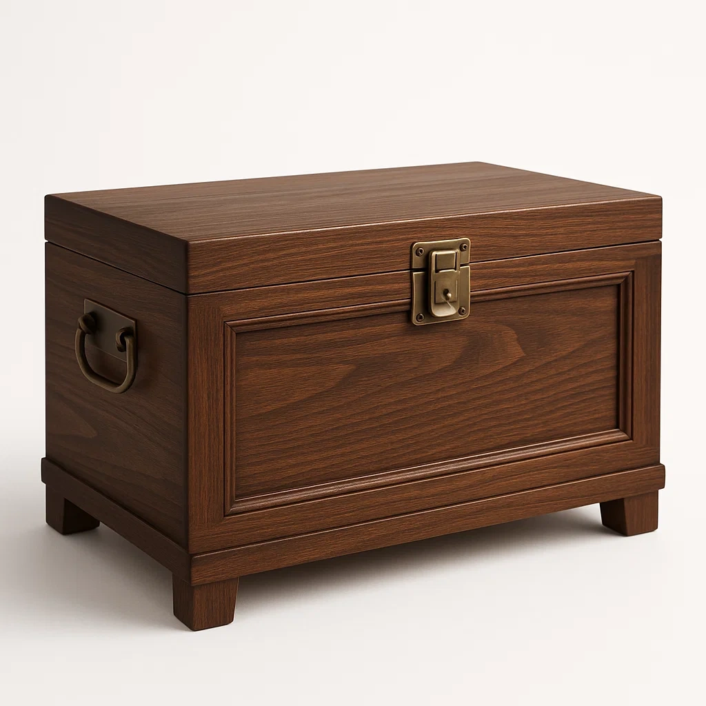 Förvaringskistor i valnötträ med mässingshandtag 40×25×30 cm