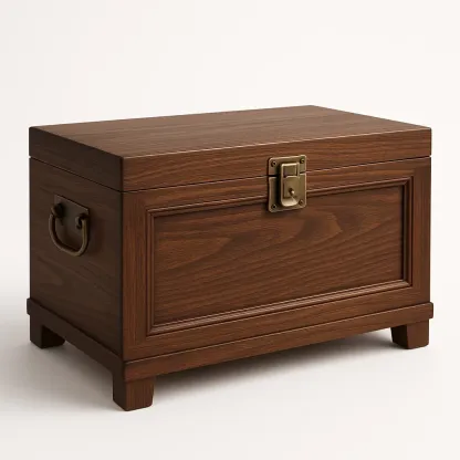 Förvaringskistor i valnötträ med mässingshandtag 40×25×30 cm