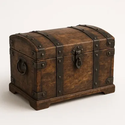 Förvaringskistor trälåda med metallbeslag brun