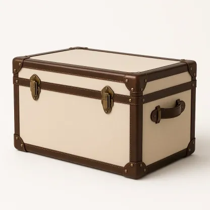 Förvaringskistor i MDF/PU-läder och textil beige/brun 60×40×35 cm