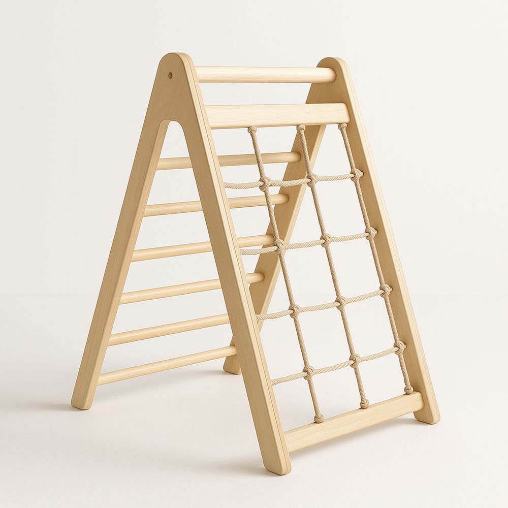 Dětská horolezecká konstrukce z bukového dřeva s lanovou sítí-Larcalmo