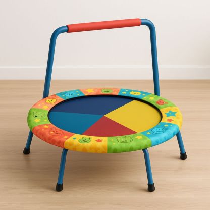 Dětská trampolína s bezpečnostním madlem ocelová modrá/žlutá/červená/zelený-Larcalmo