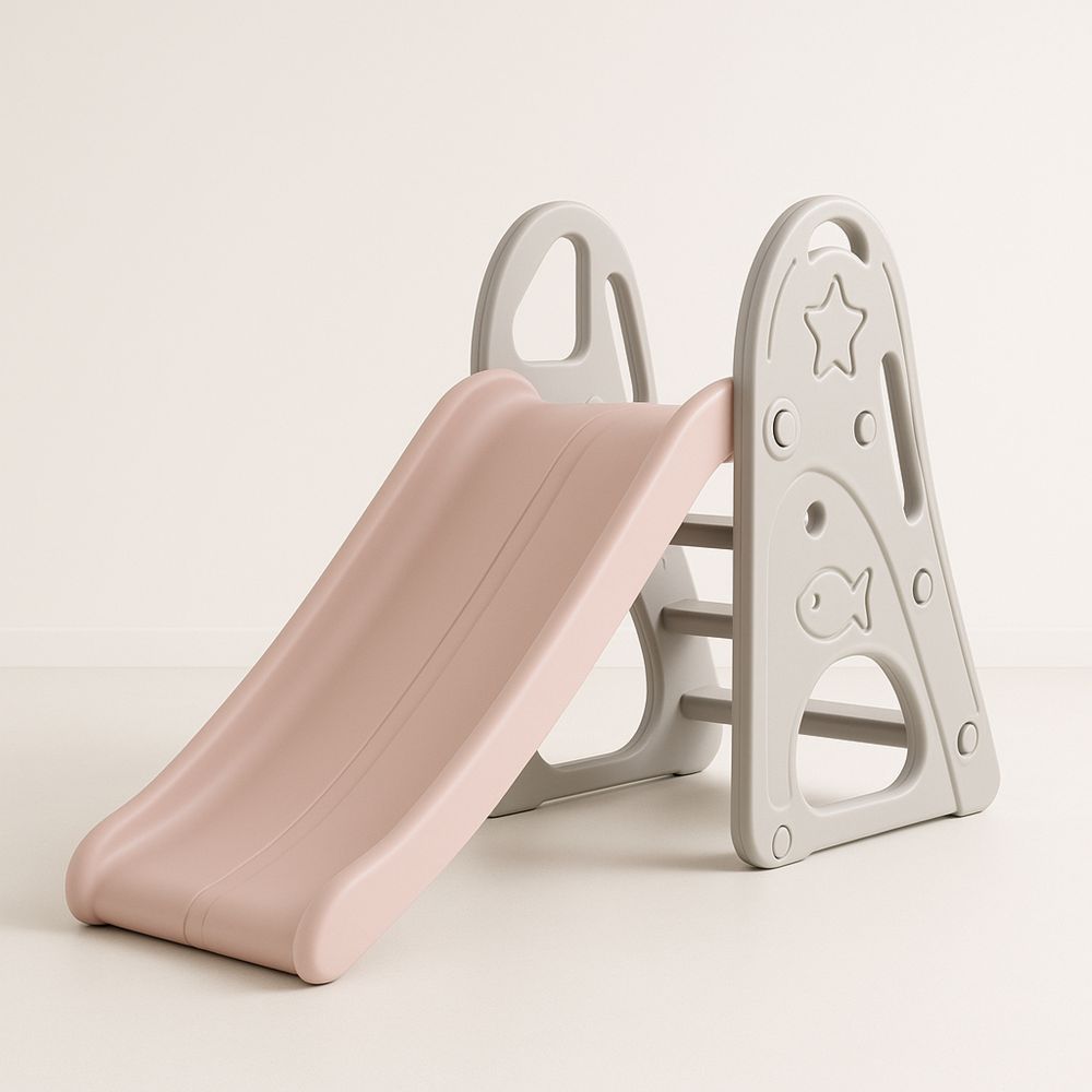 Plastová dětská skluzavka růžová/šedá 120 cm-Larcalmo