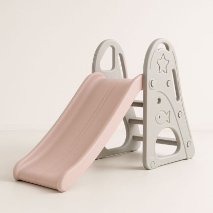 Plastová dětská skluzavka růžová/šedá 120 cm-Larcalmo