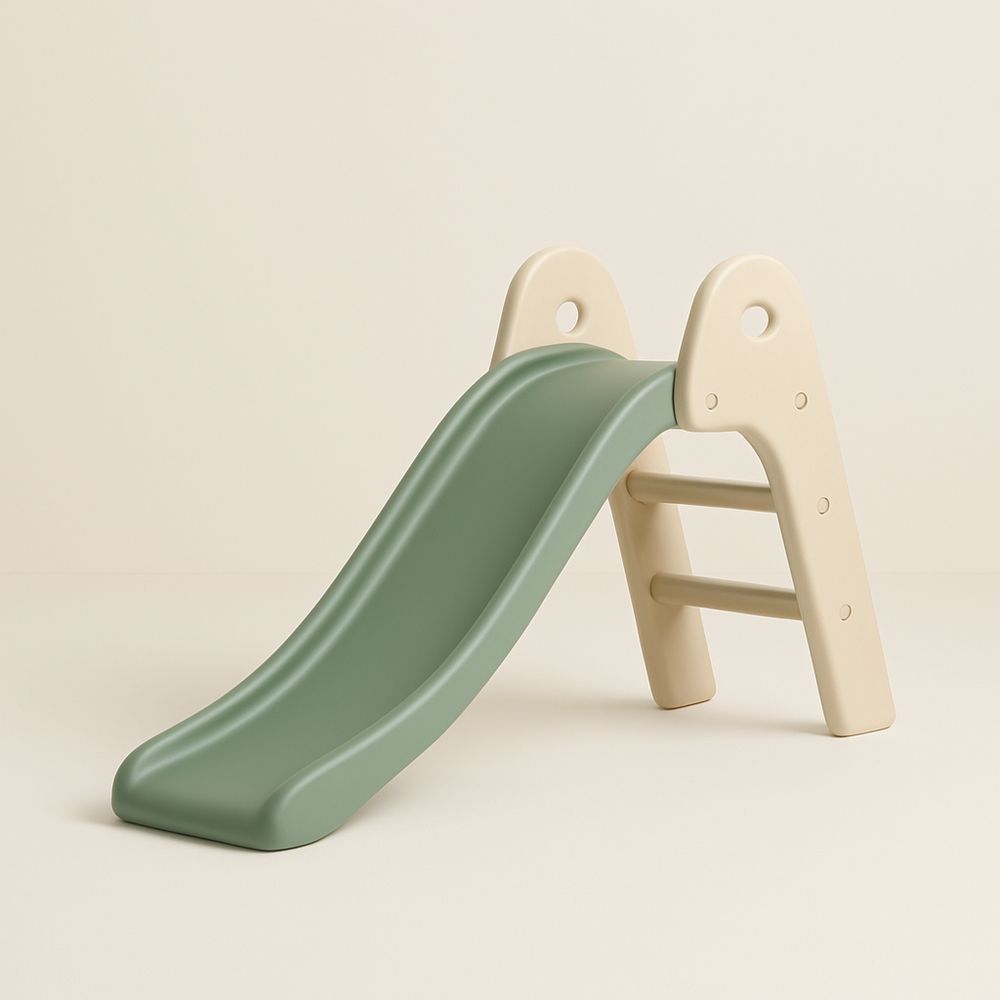 Plastová dětská skluzavka 140 cm, zelená a béžová-Larcalmo
