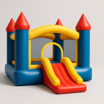 Nafukovací skákací hrad PVC červená/modrá/žlutá s klouzačkou-Larcalmo